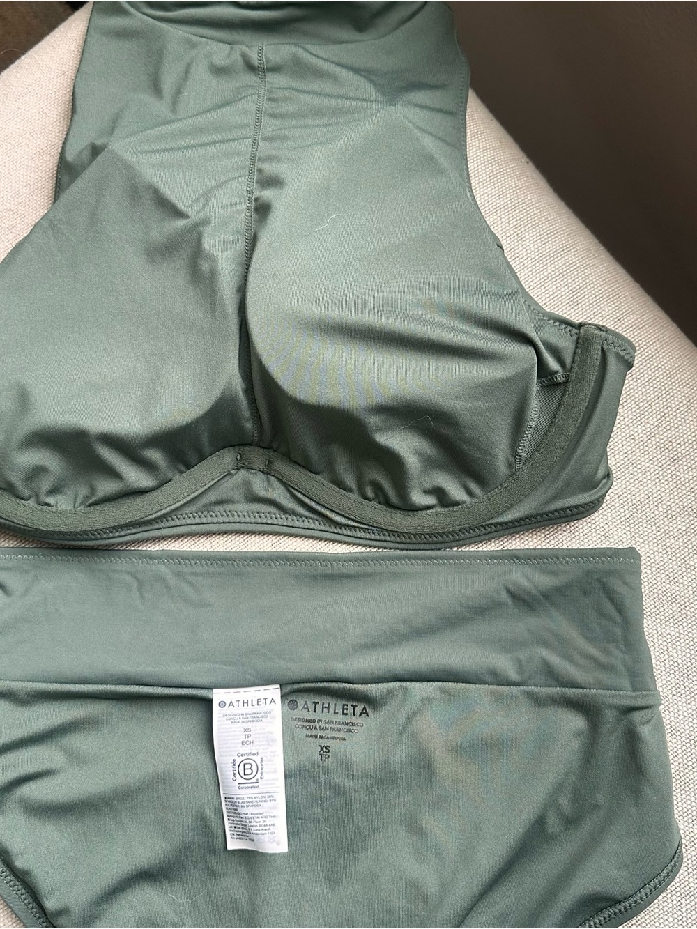 Athleta Maldives High-Neck Two-Piece Swim Set in deep fern Green - Picture 6 of 9